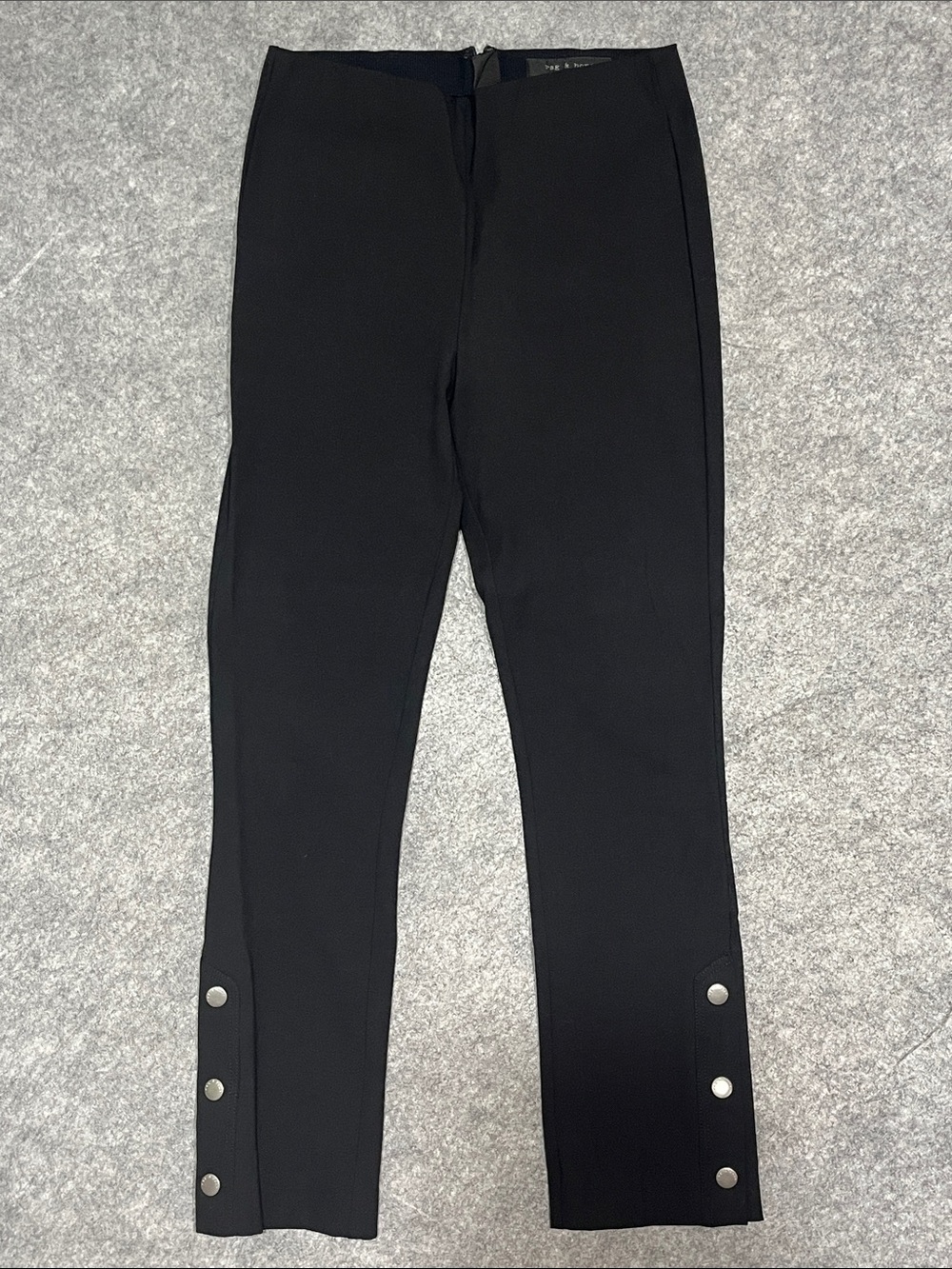 rag & bone Black Ankle Snap-Hem Ponte Pants